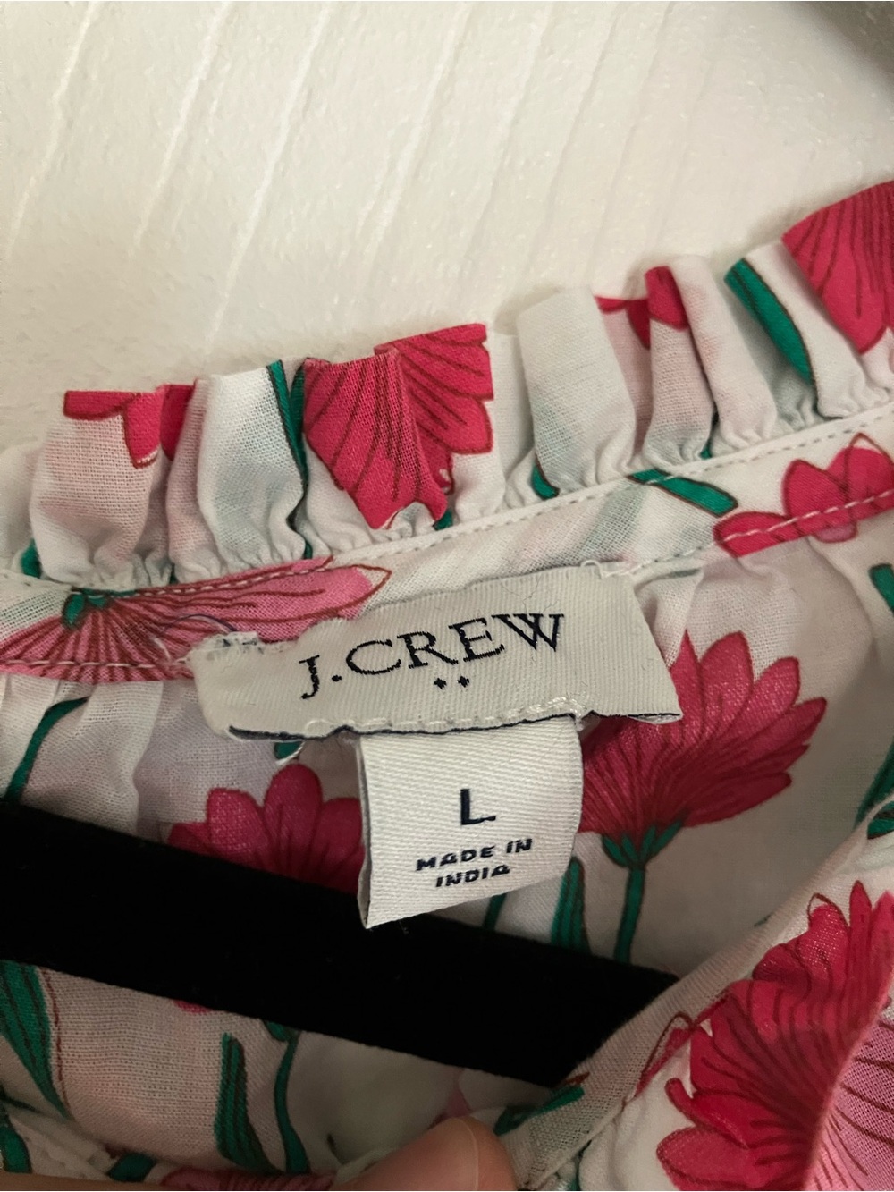 J. Crew White Blouse with Pink Red Floral Print - Picture 2 of 5